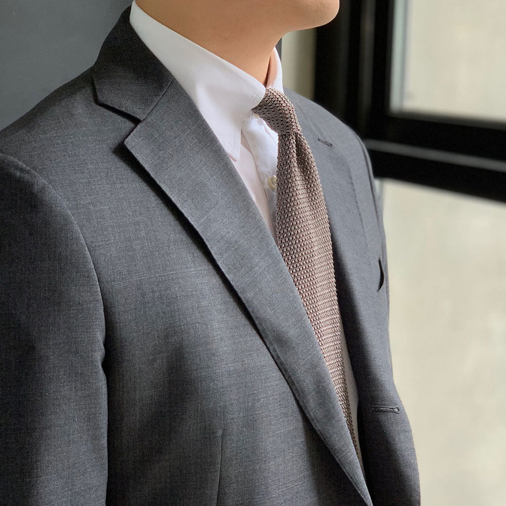 Silver Solid Silk Knit Tie