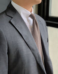 Silver Solid Silk Knit Tie