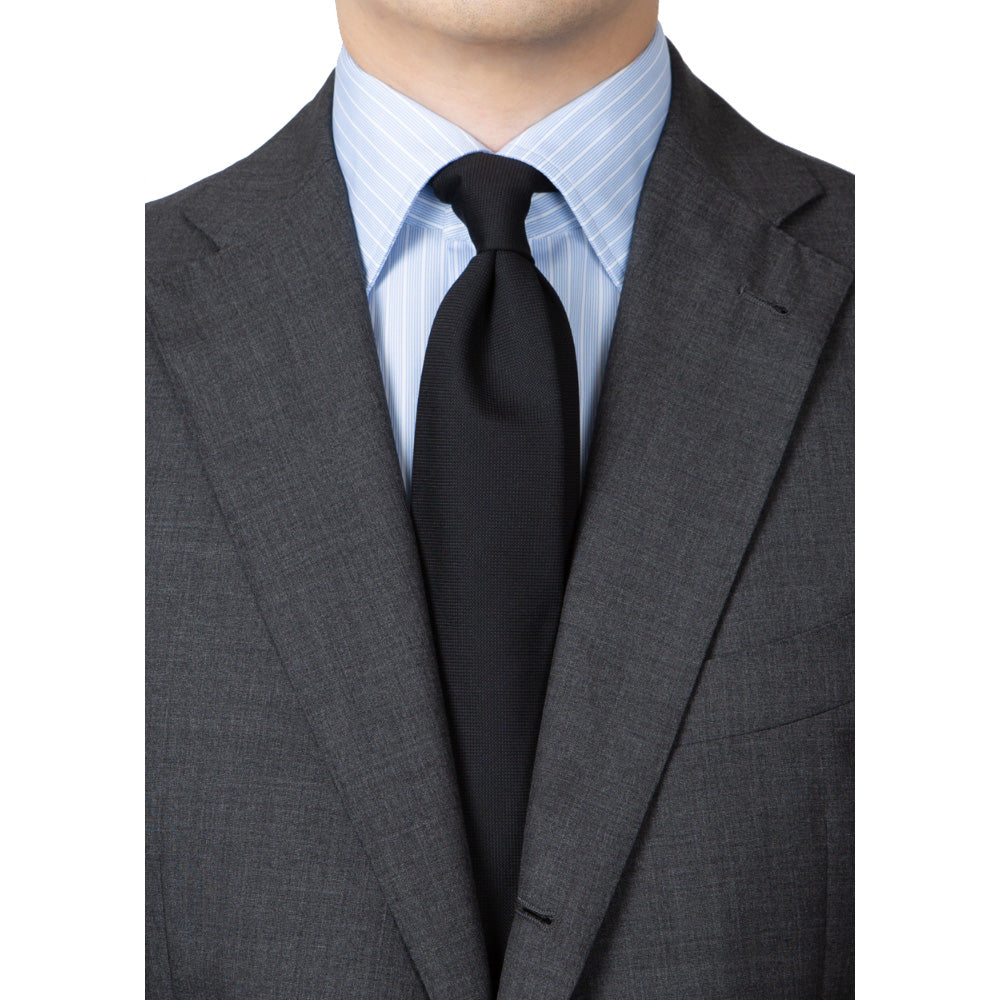 V.B.C Canonico 2ply Black Solid Wool Tie