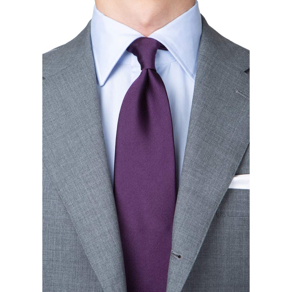 King Twill Solid Bordeaux Silk Tie