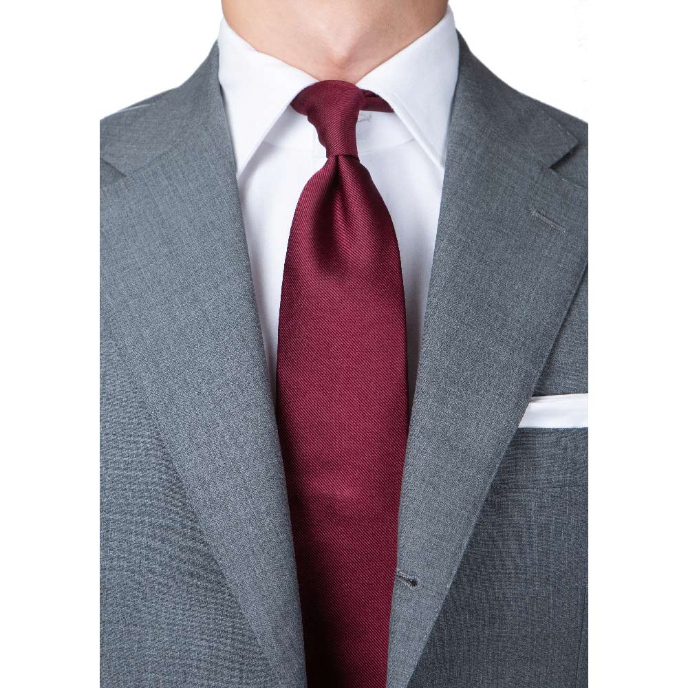 King Twill Solid Burgundy Silk Tie