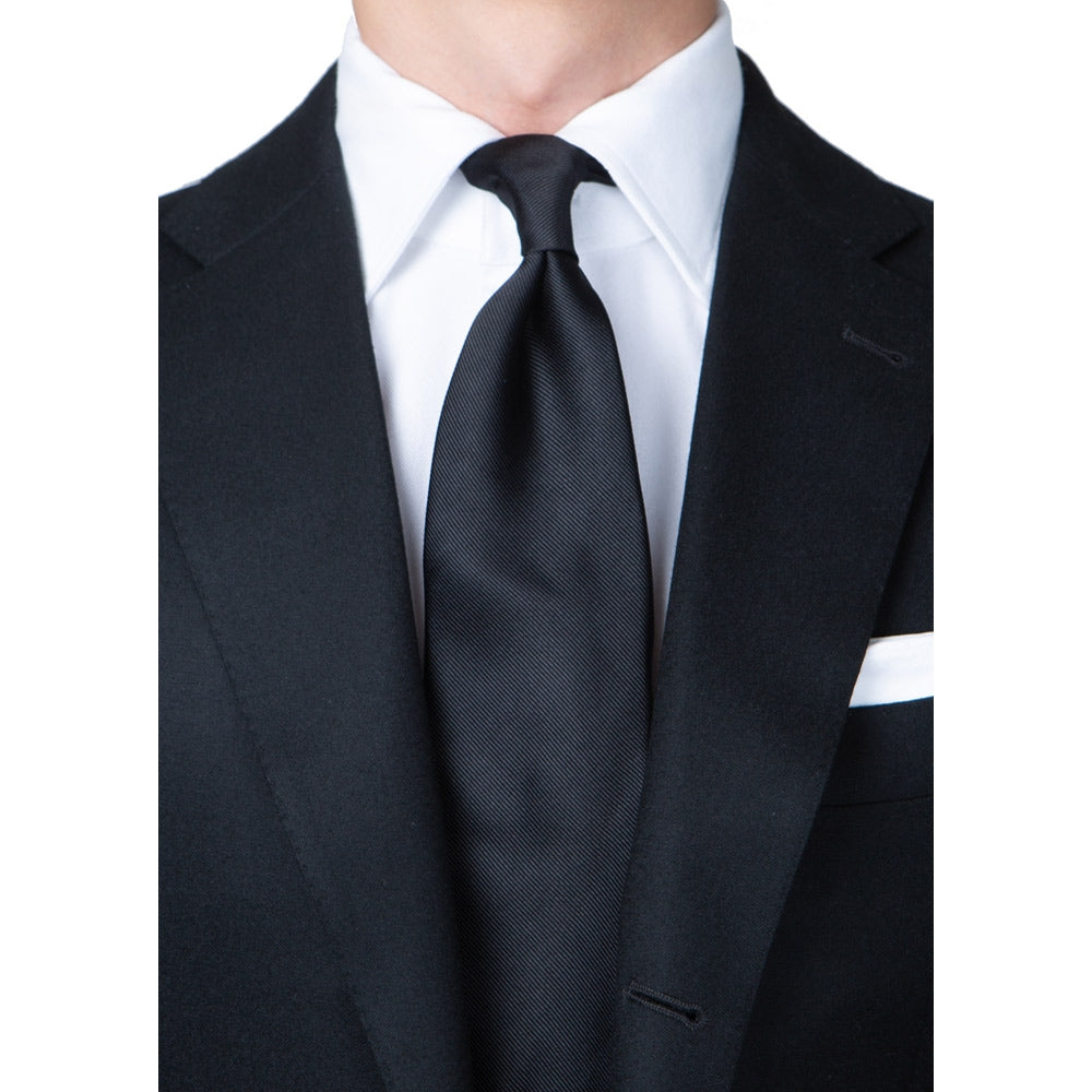 King Twill Solid Black Silk Tie