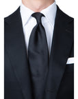 King Twill Solid Black Silk Tie