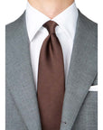 King Twill Solid Brown Silk Tie