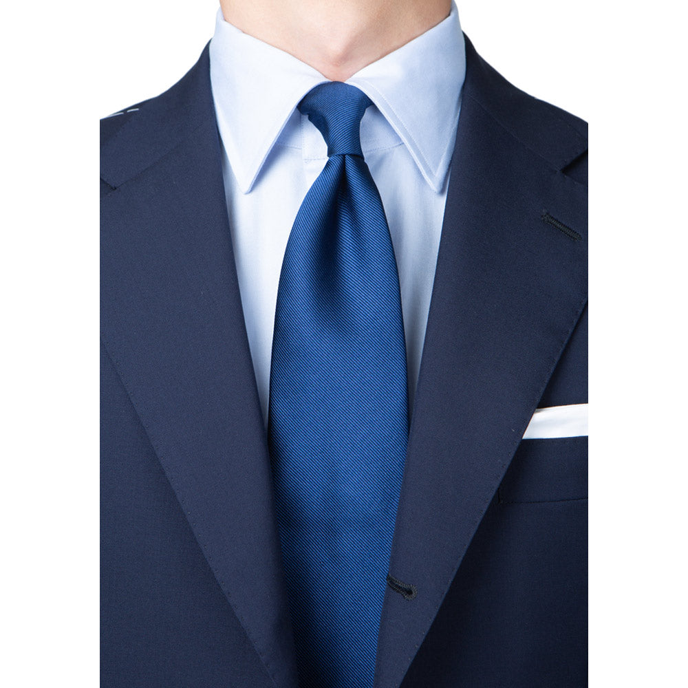King Twill Solid Navy Silk Tie