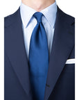 King Twill Solid Navy Silk Tie
