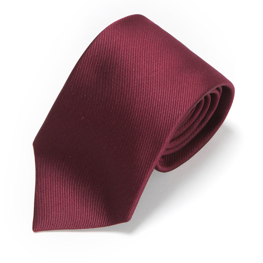 King Twill Solid Burgundy Silk Tie