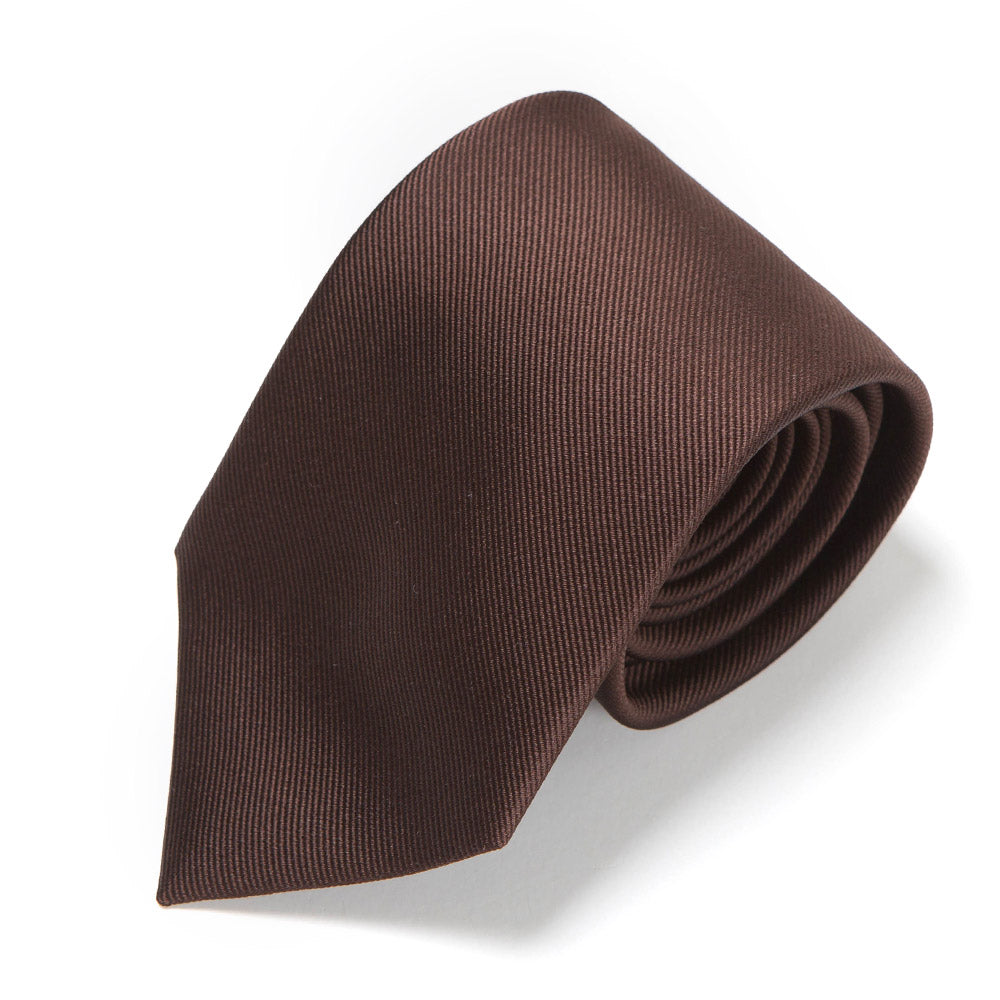 King Twill Solid Brown Silk Tie