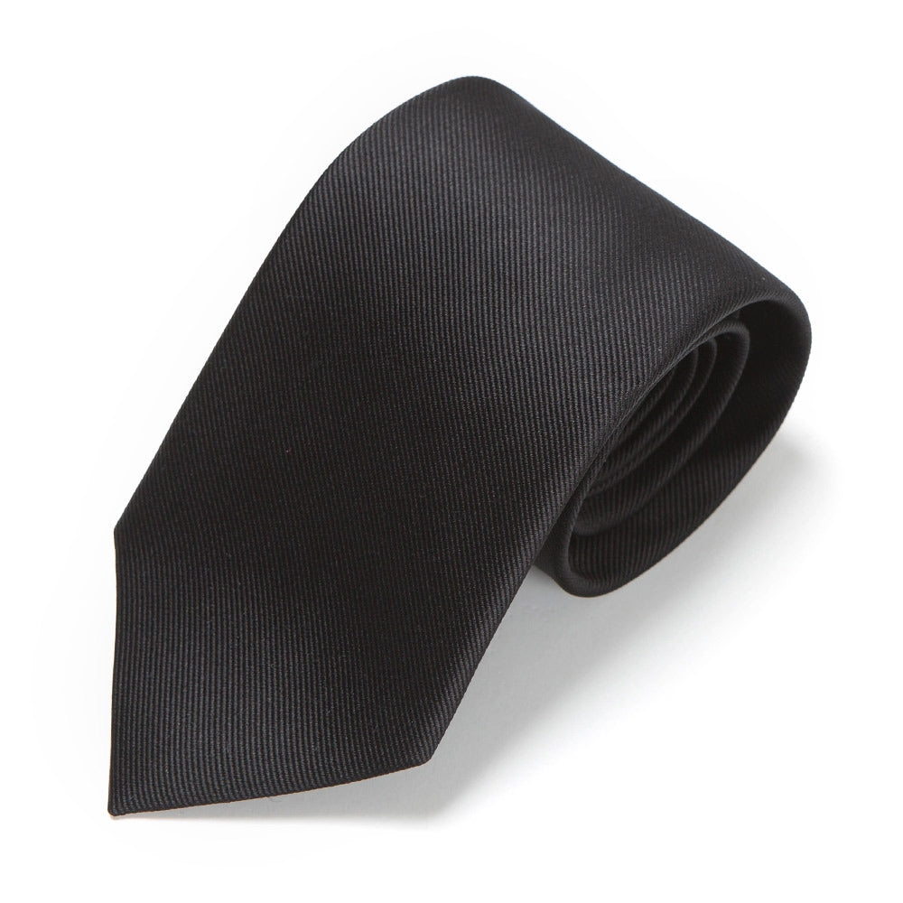 King Twill Solid Black Silk Tie