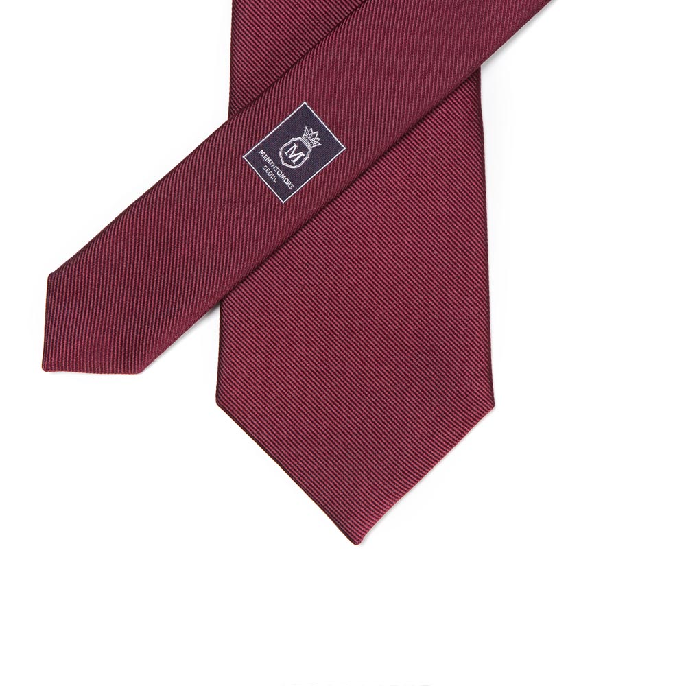 King Twill Solid Burgundy Silk Tie