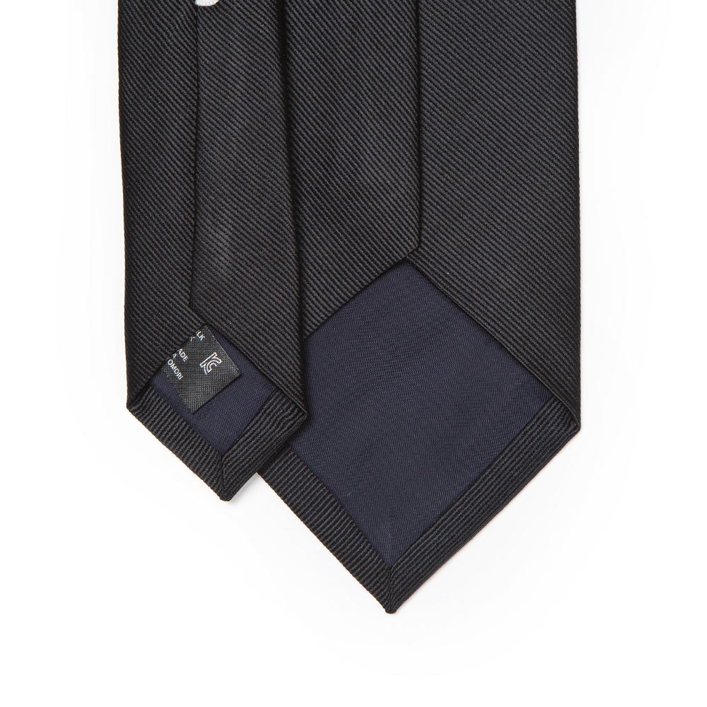King Twill Solid Black Silk Tie