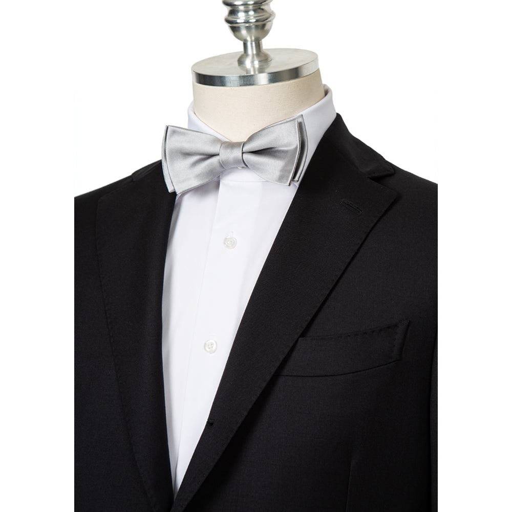 Wedding Silver Satin Silk Bow Tie