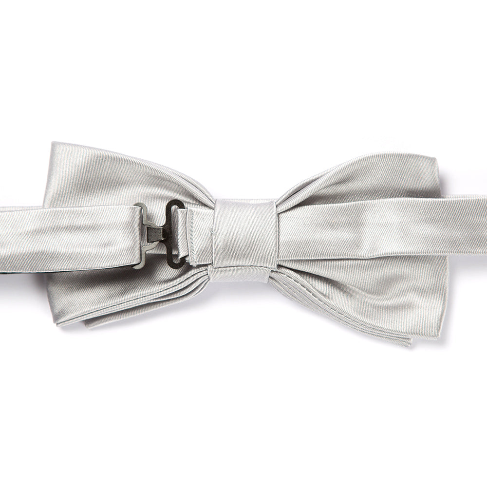 Wedding Silver Satin Silk Bow Tie