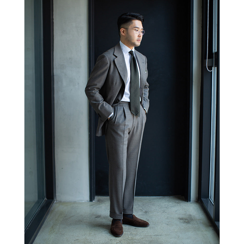 Mori Solid Dark Green Wool Sfoderato Tie