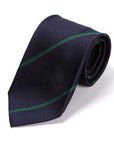Forest Green Mori Stripe Dark Navy Silk Tie