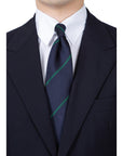Forest Green Mori Stripe Dark Navy Silk Tie