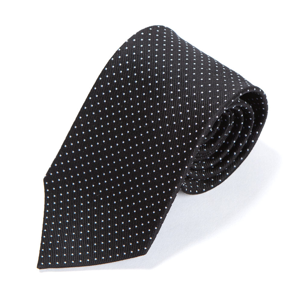 Pin Dot Black Silk Tie