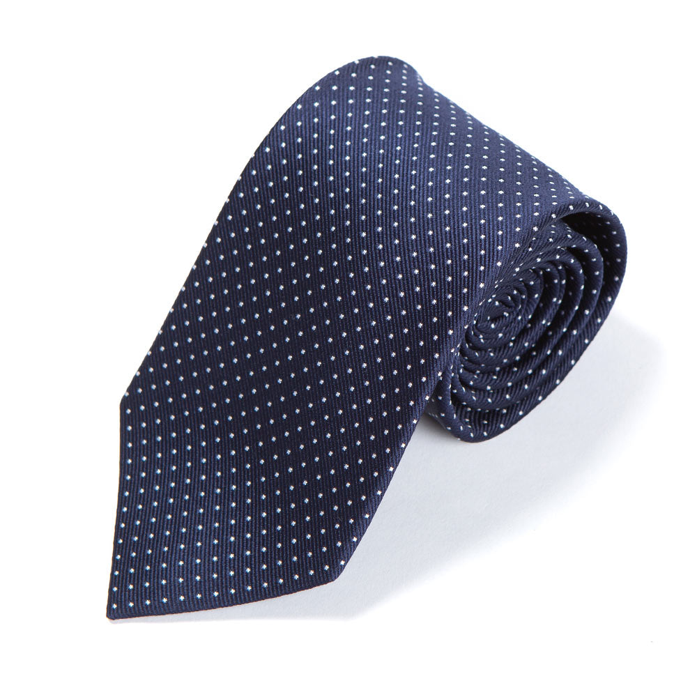 Pin Dot Navy Silk Tie