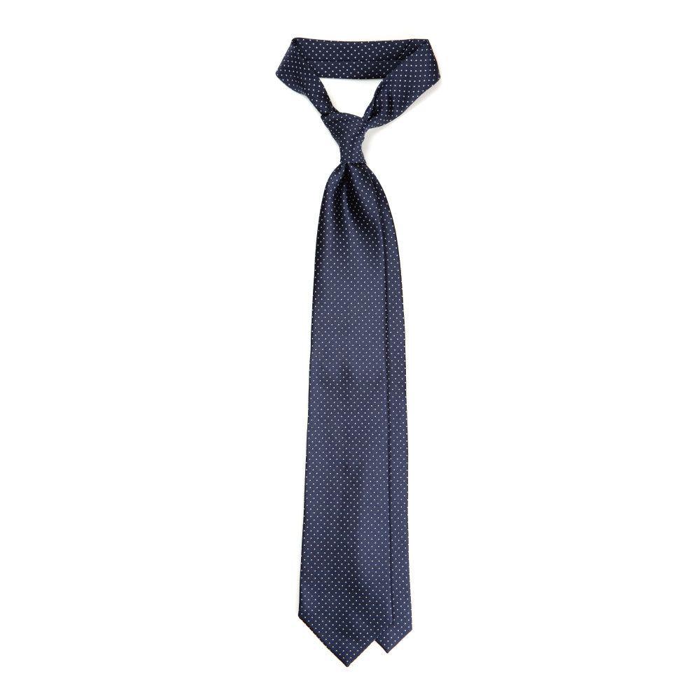 Pin Dot Navy Silk Tie