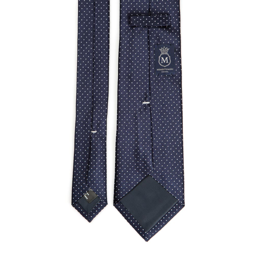 Pin Dot Navy Silk Tie