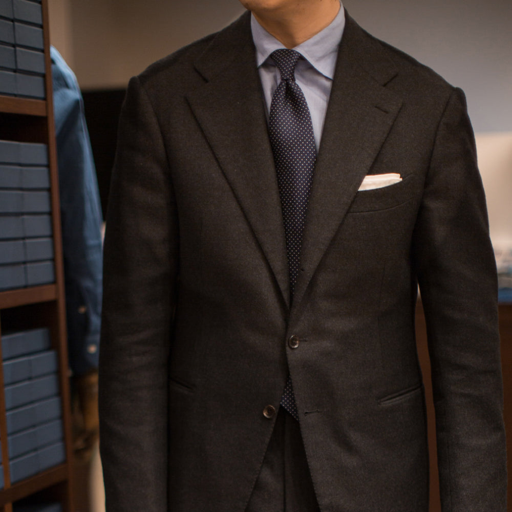 Pin Dot Navy Silk Tie