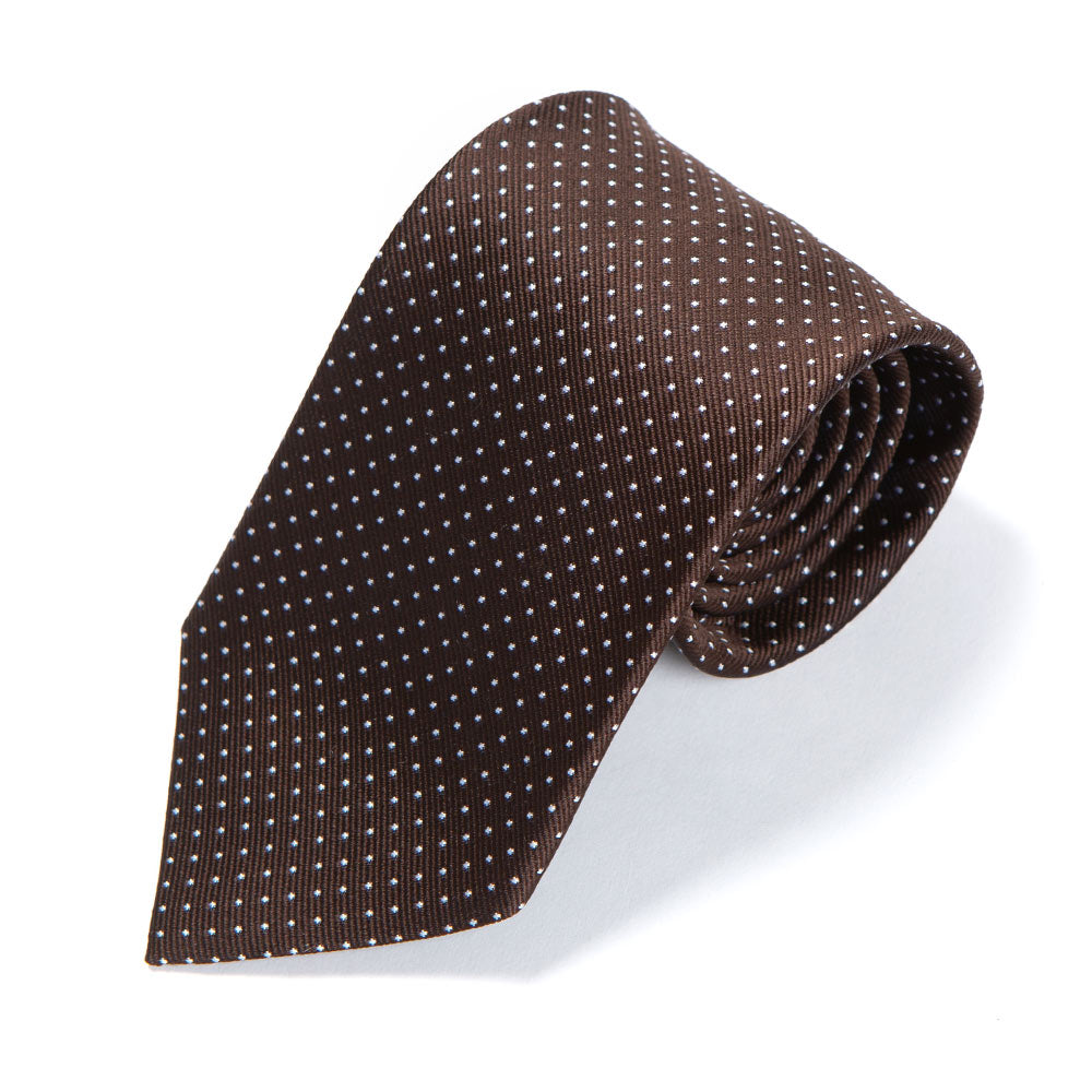 Pin Dot Brown Silk Tie