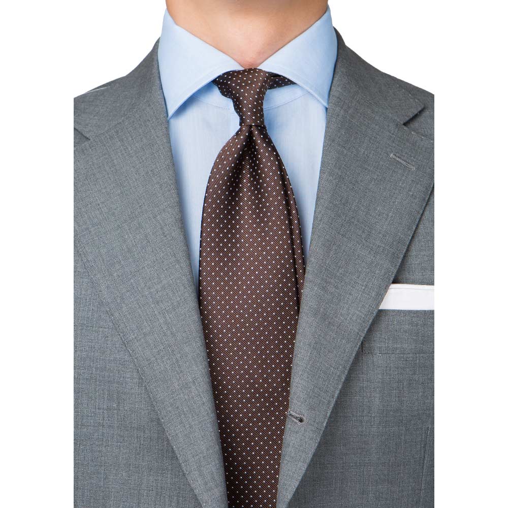 Pin Dot Brown Silk Tie