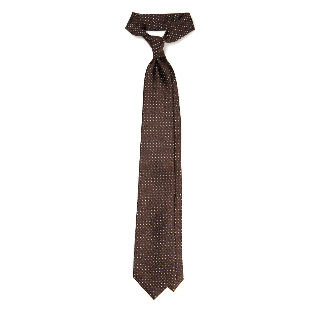 Pin Dot Brown Silk Tie