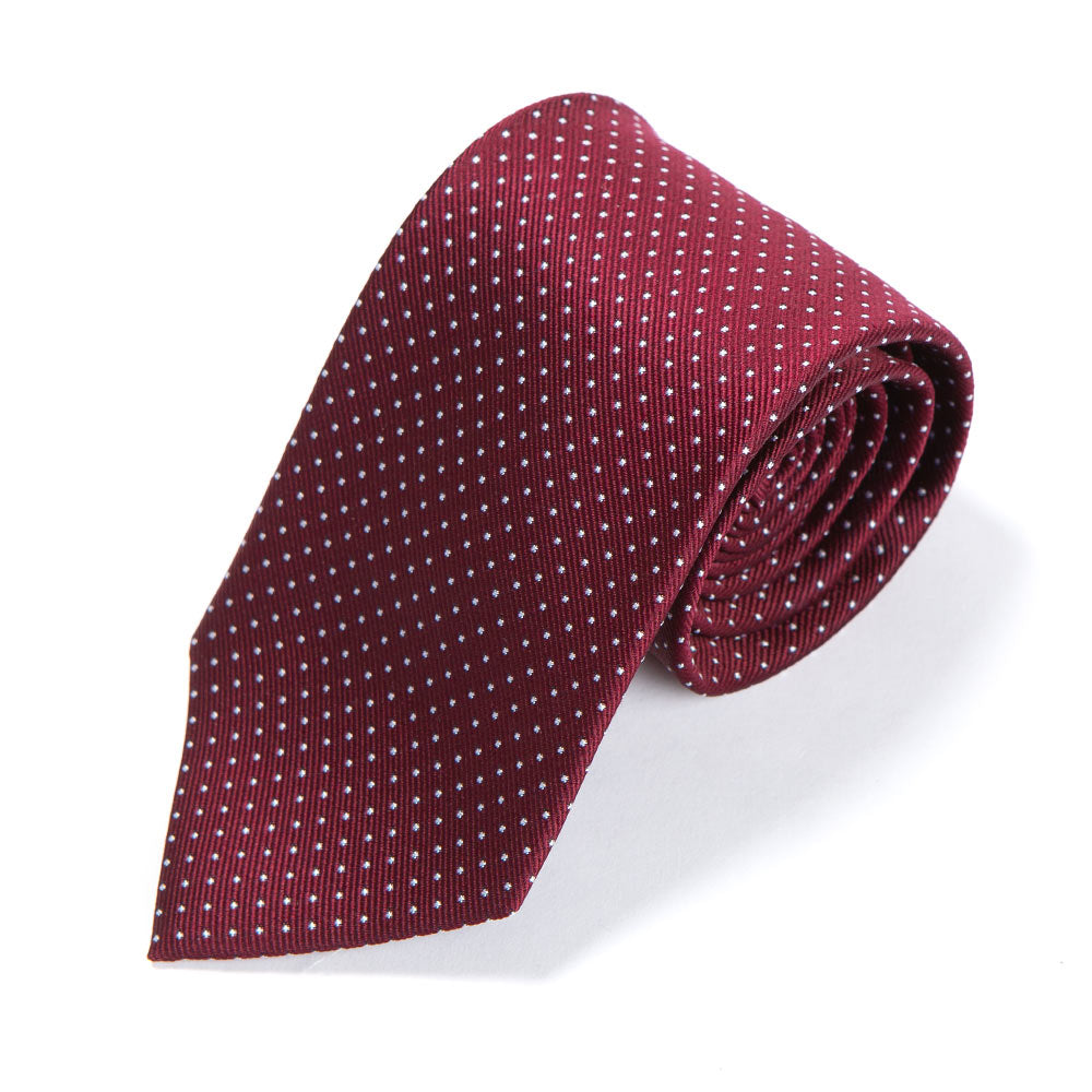 Pin Dot Burgundy Silk Tie