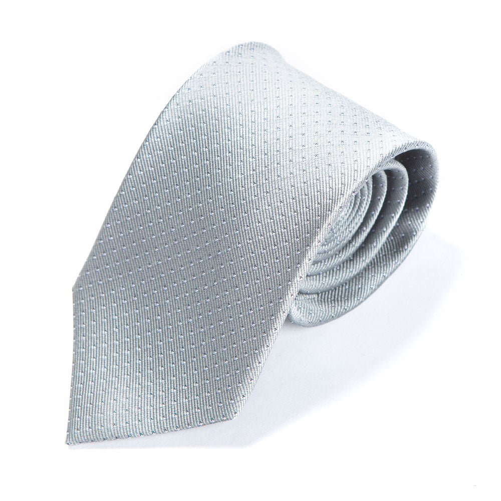 Pin Dot Silver Silk Tie