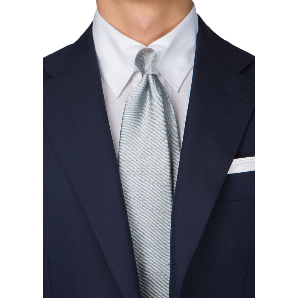 Pin Dot Silver Silk Tie