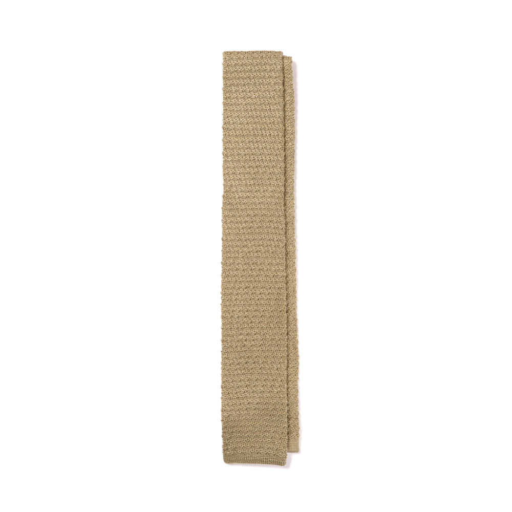 Square End Champagne Gold Silk Knitted Tie