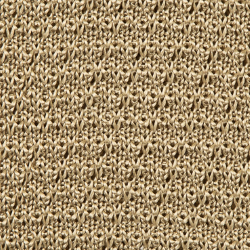 Square End Champagne Gold Silk Knitted Tie