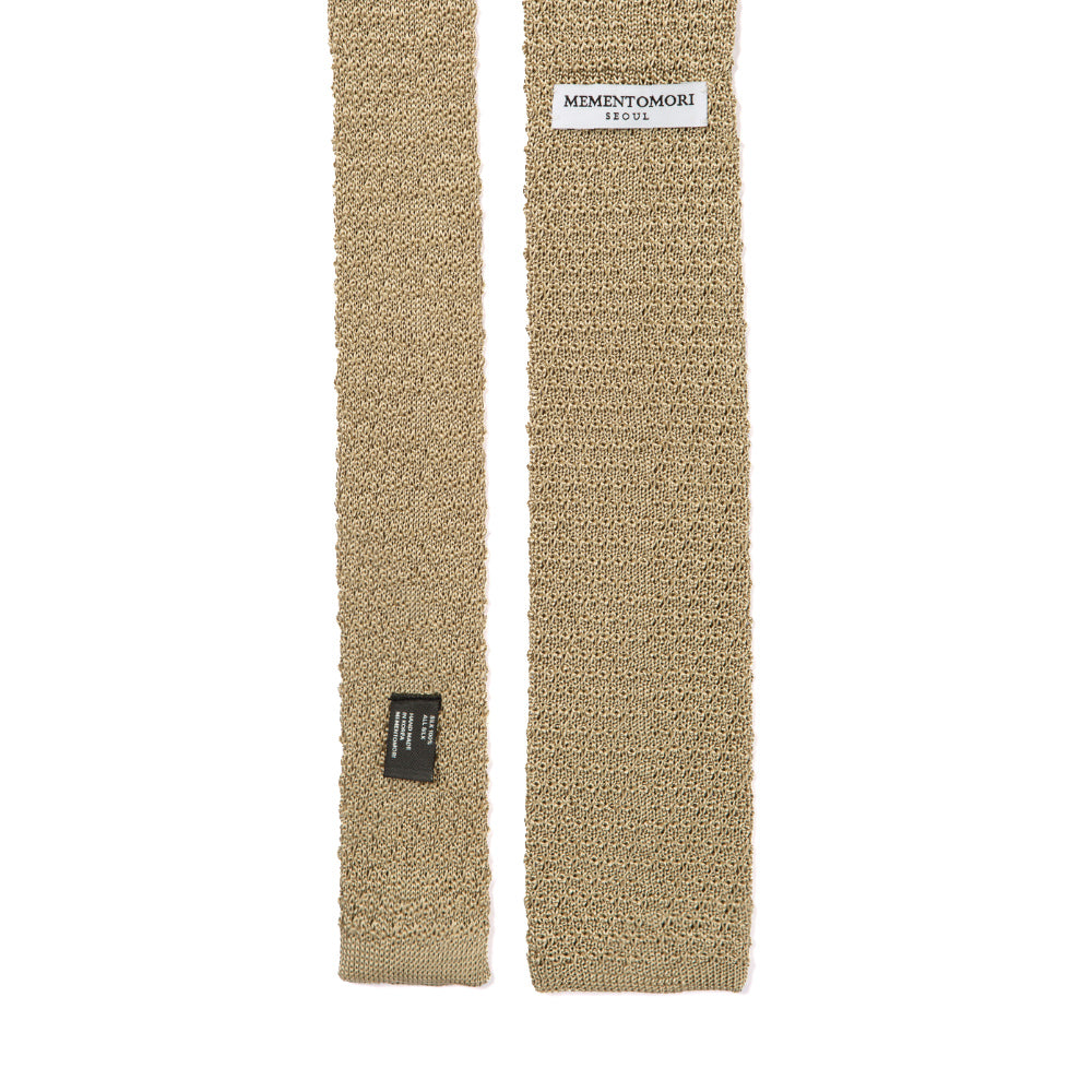 Square End Champagne Gold Silk Knitted Tie