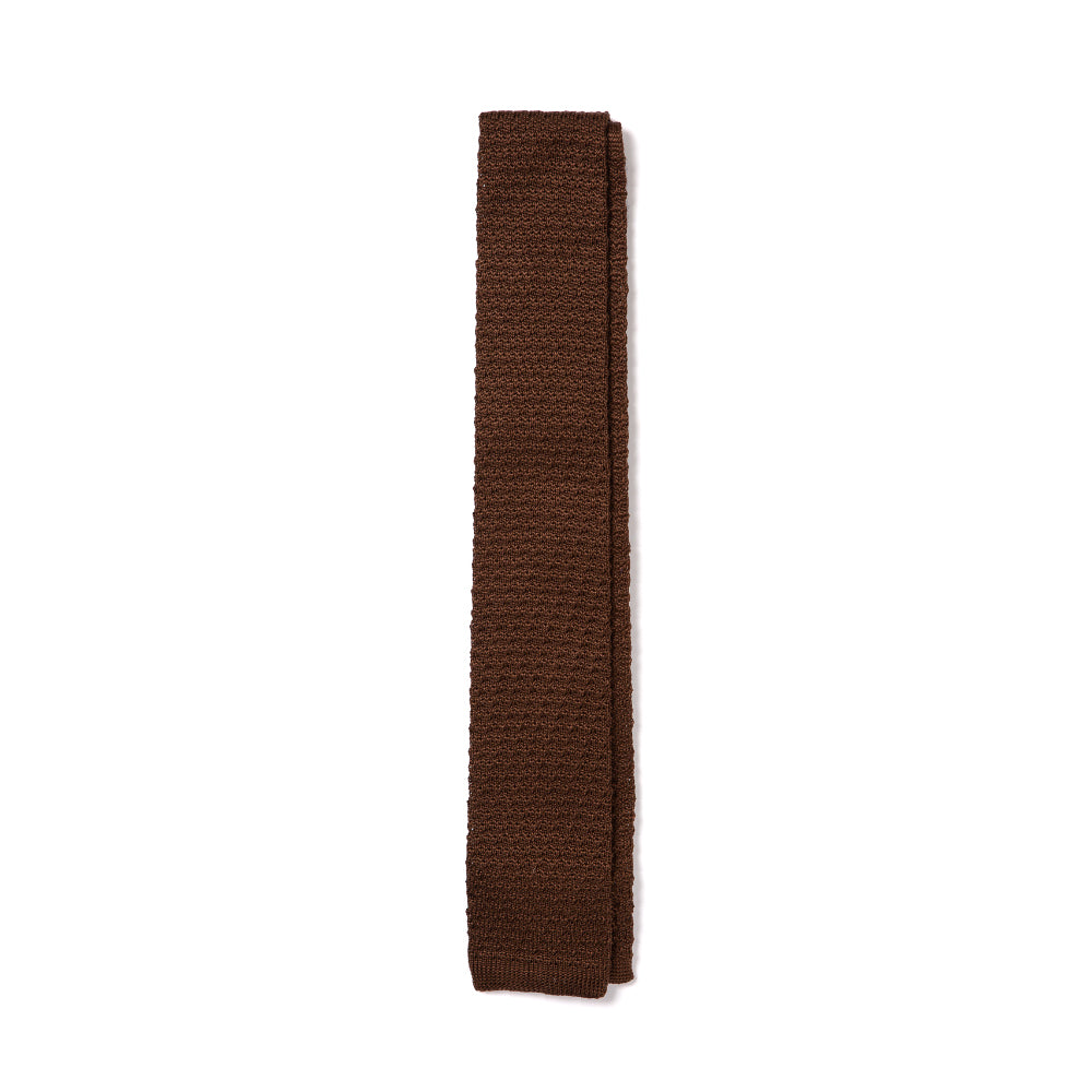 Square End Espresso Brown Silk Knitted Tie
