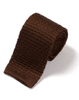 Square End Espresso Brown Silk Knitted Tie