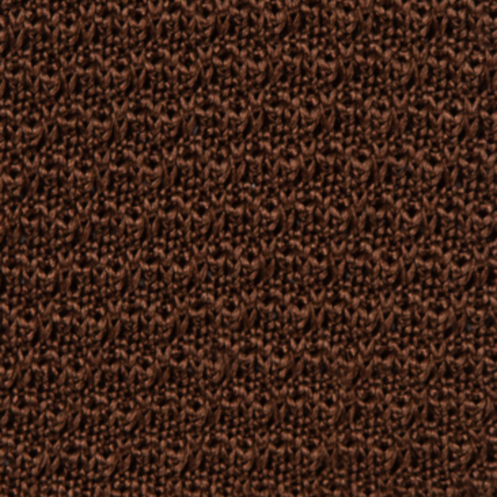 Square End Espresso Brown Silk Knitted Tie