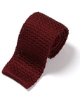 Square End Burgundy Silk Knitted Tie