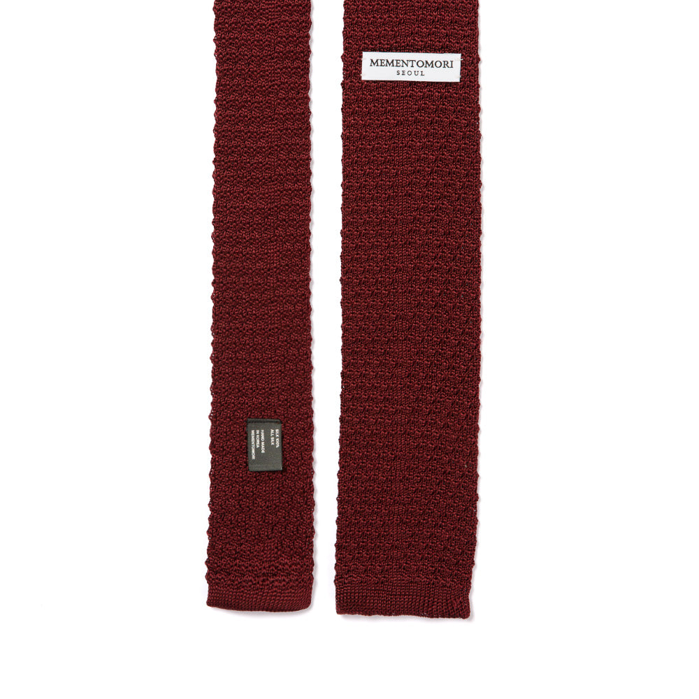 Square End Burgundy Silk Knitted Tie
