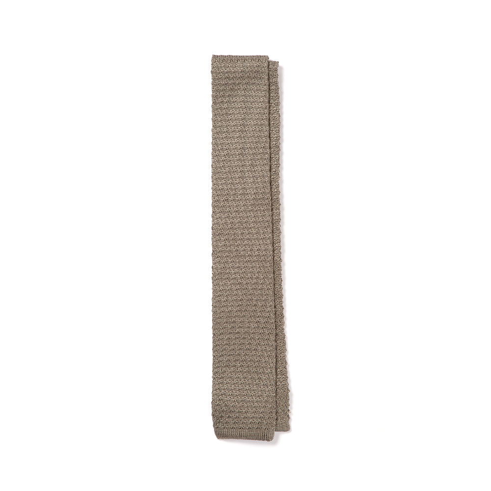 Square End Silver Gray Silk Knitted Tie