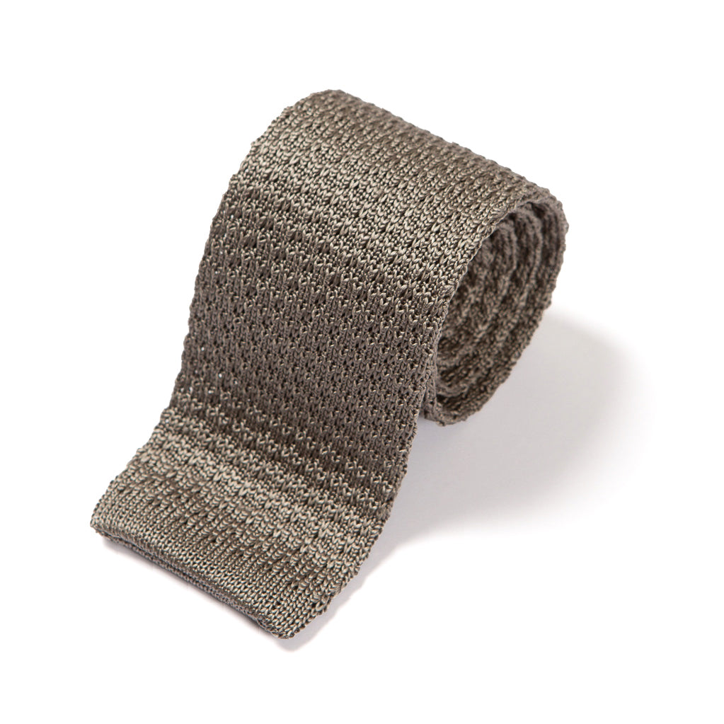 Square End Silver Gray Silk Knitted Tie