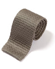 Square End Silver Gray Silk Knitted Tie