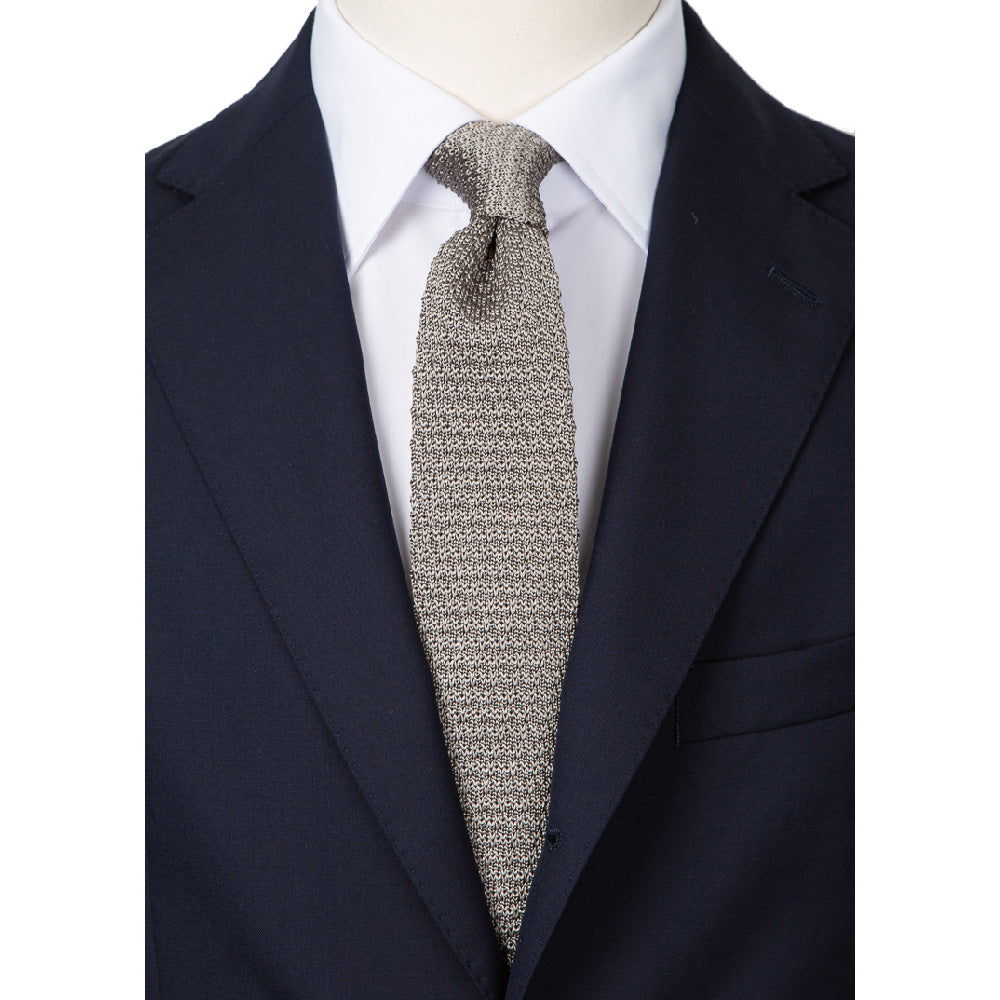 Square End Silver Gray Silk Knitted Tie