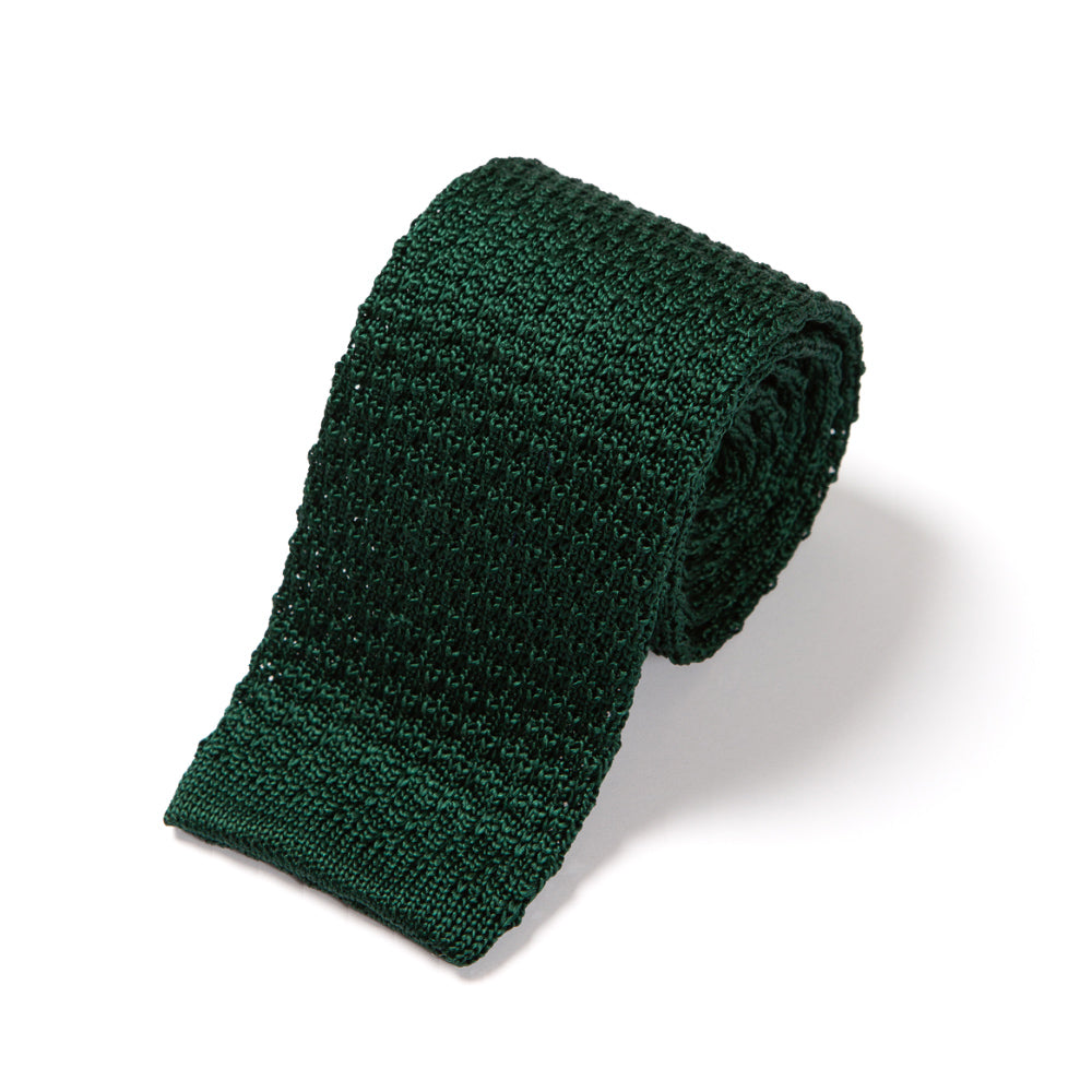 Square End Forest Green Silk Knitted Tie