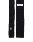 Square End Navy Silk Knitted Tie