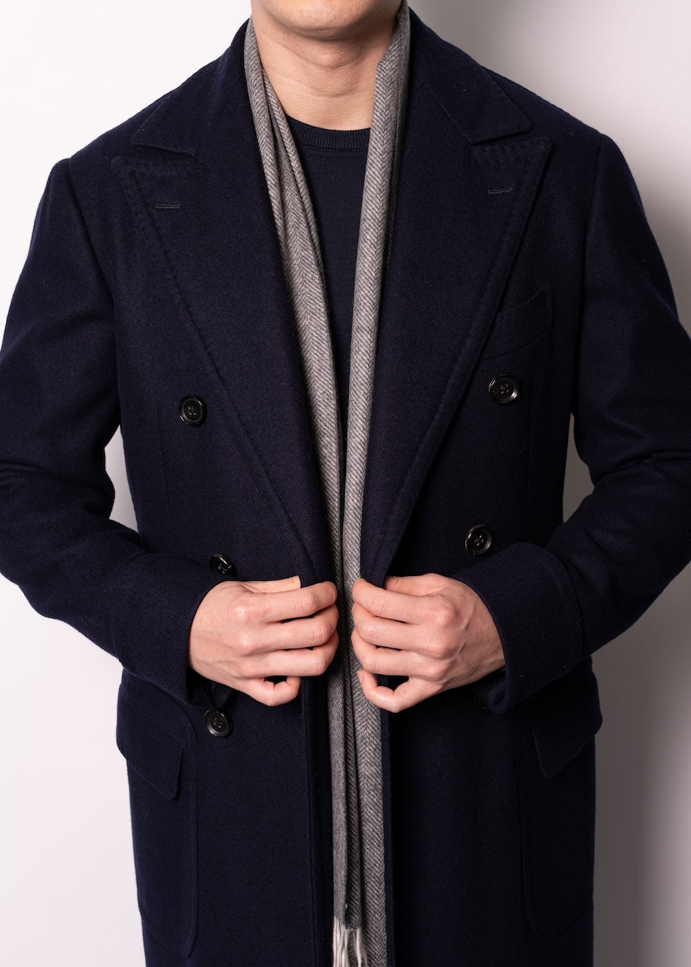 Middle Grey Herringbone Cashmere Scarf