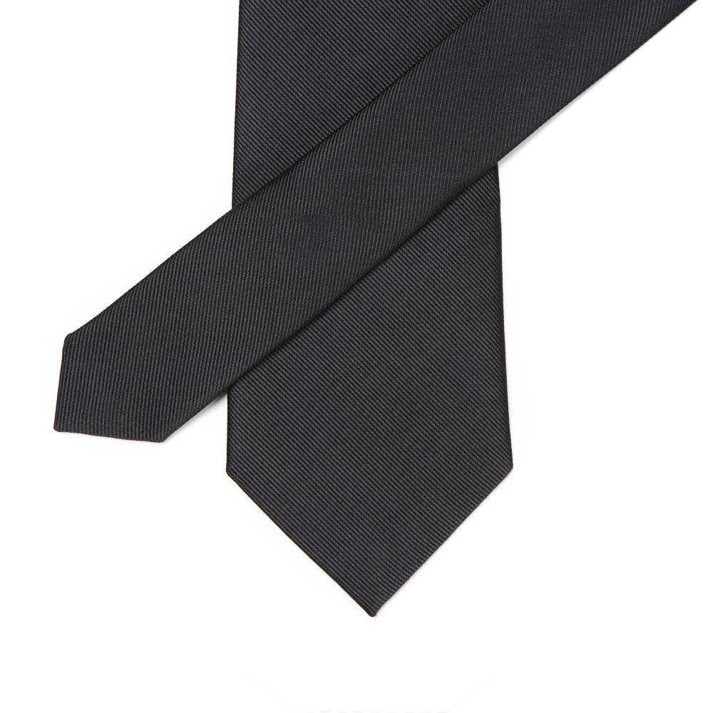 King Twill Solid Black Silk Tie