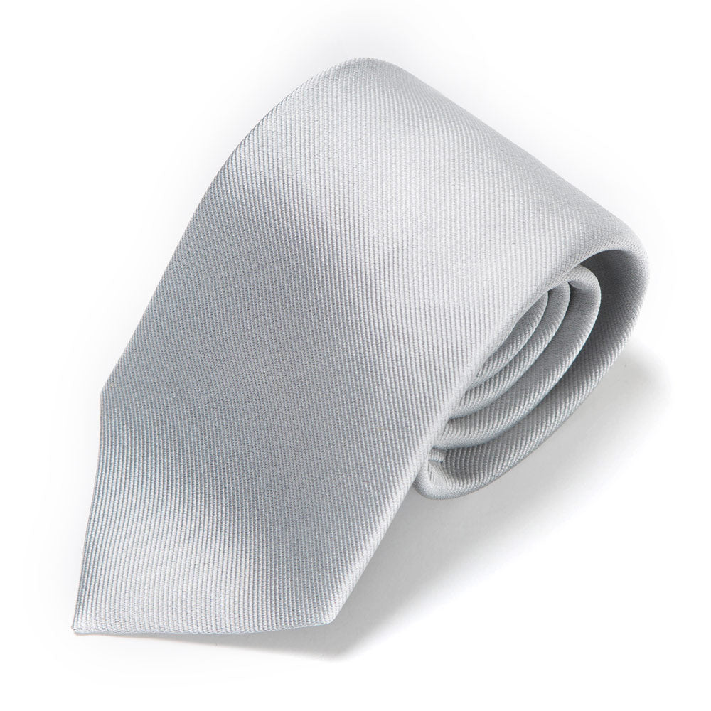 King Twill Solid Silver Silk Tie