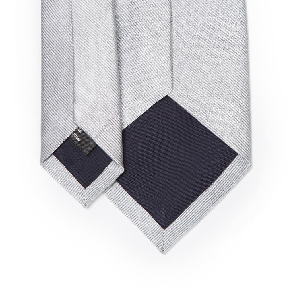 King Twill Solid Silver Silk Tie