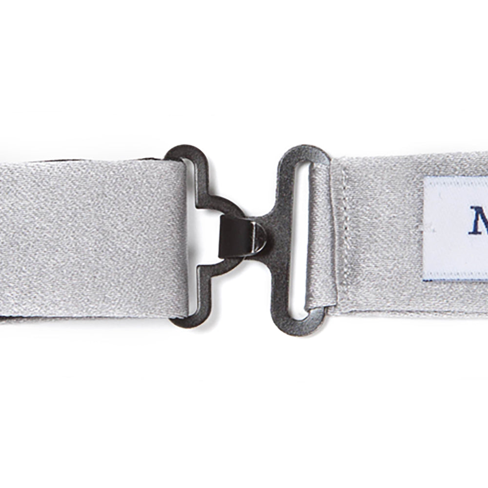 Silver Satin Silk Self-Tie Bow Tie
